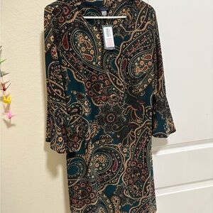 Tommy Hilfiger Elegant Paisley Long Sleeve Dress